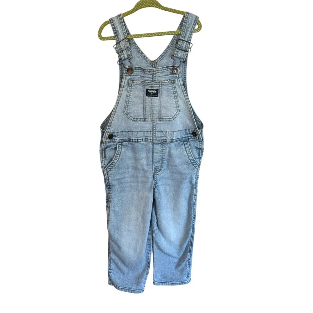 OshKosh B'gosh Denim Overalls Toddler 5T Light Wash Vestbak Carpenter Jeans